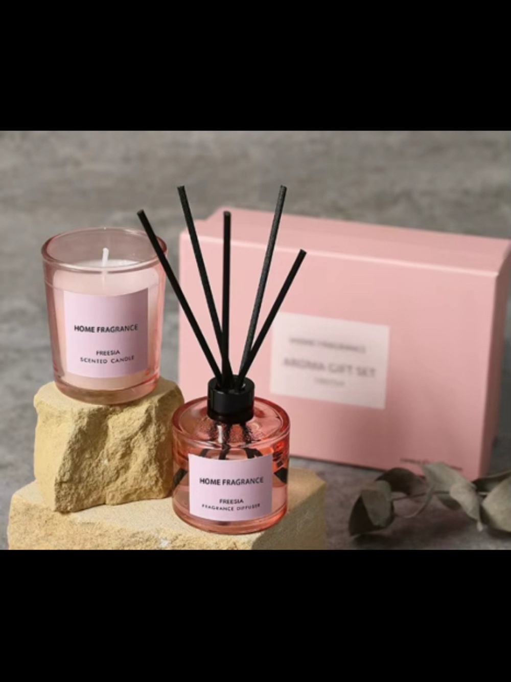 Aroma Home Freesia Candle & Diffuser Set - Pink